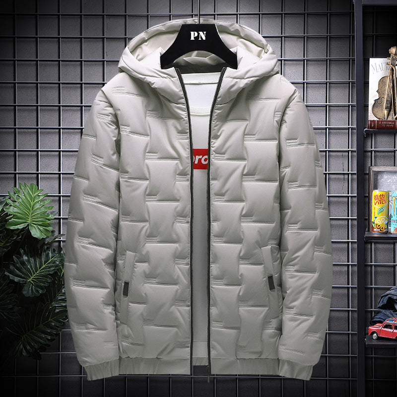 Men's Short Warm Hooded Cotton Jacket