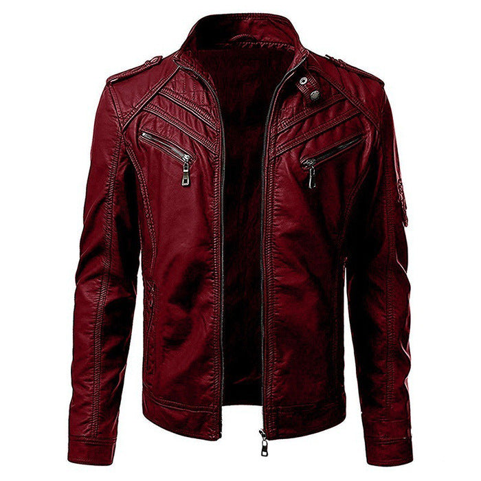 Men's Rock-Inspired PU Leather Jacket