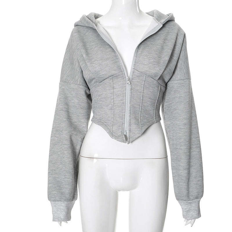 Cropped Zip-Up Hoodie