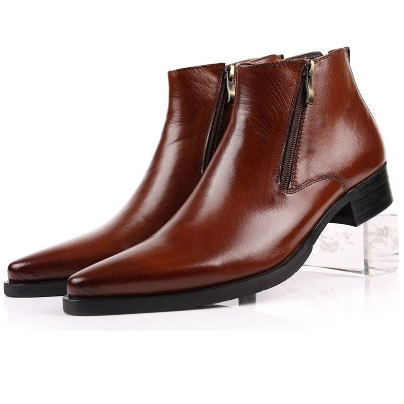 brown high-quality leather formal men's shoes