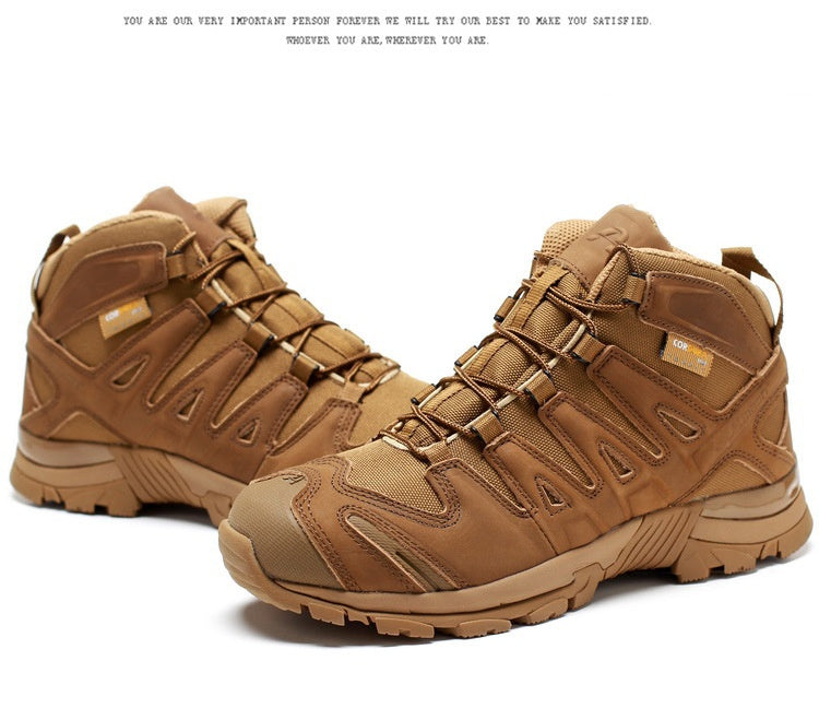Men's brown tactical military boots