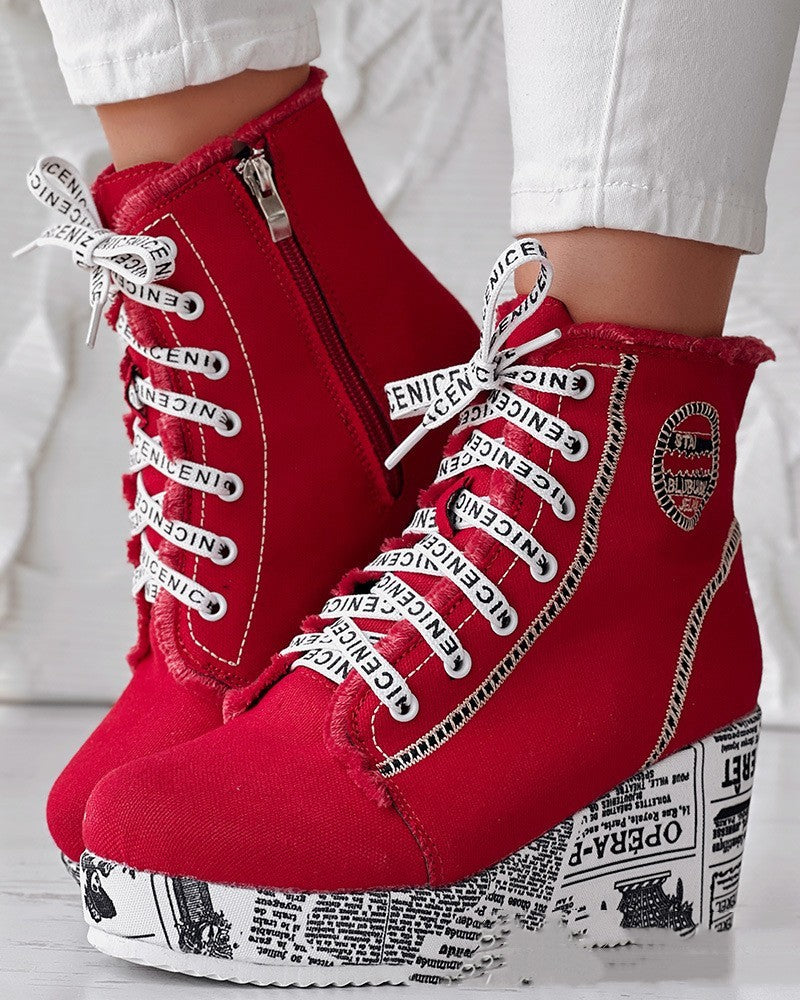 Red rebellious street style sneakers