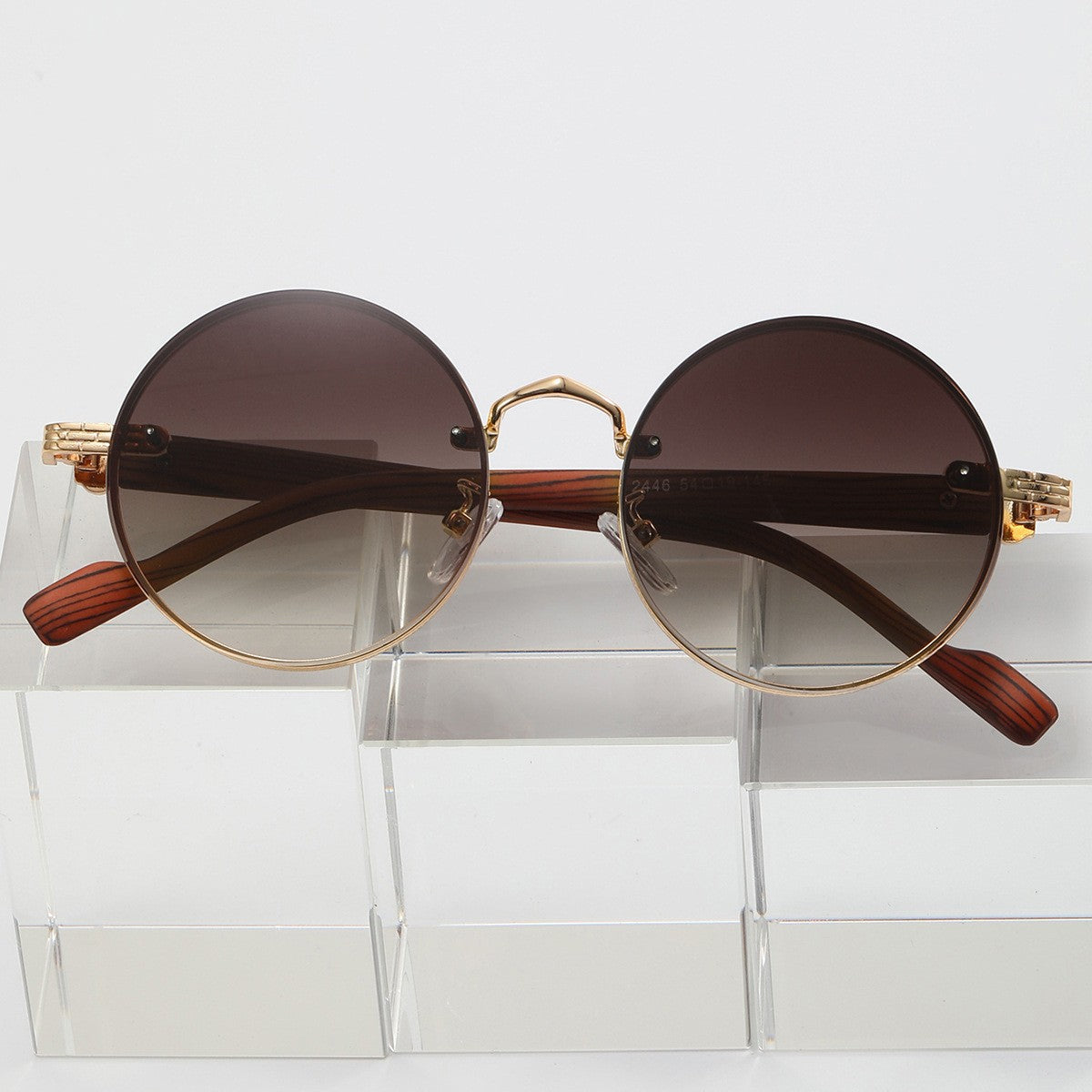brown retro round sunglasses tea color lenses