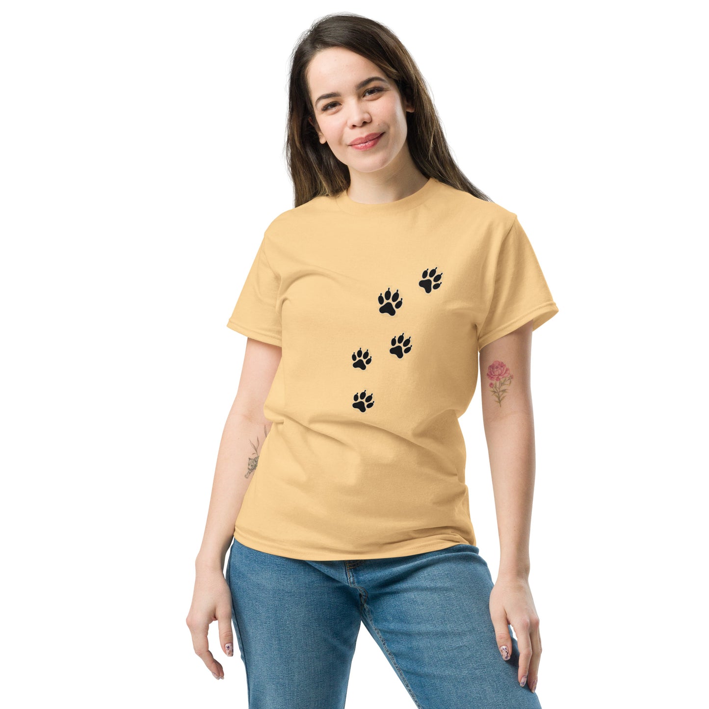 Yellow haze unisex classic t-shirt with Aylure paw prints
