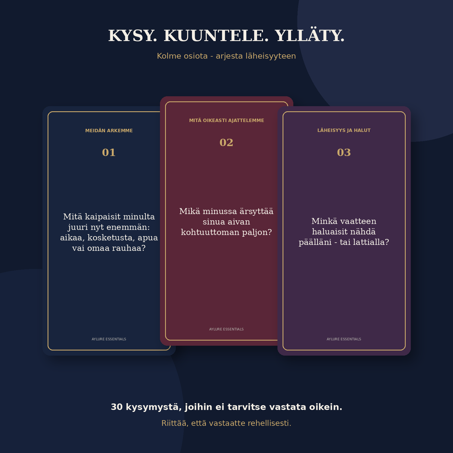 Puhutaan ennen kuin arvaillaan – 30 suoraa kysymystä pareille – digitaalinen korttipakka