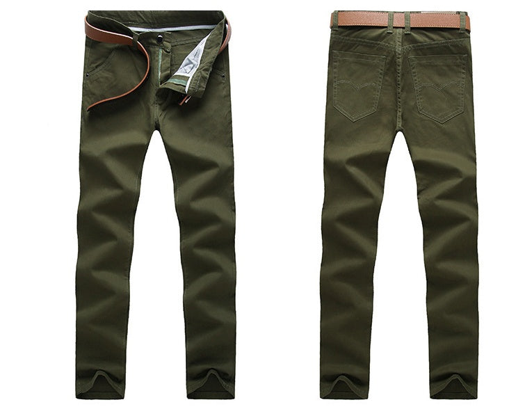 Army green men's pants - style with white sneakers