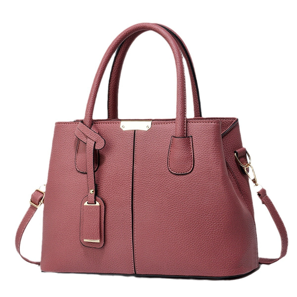 Women's dusty pink PU leather tote bag – chic square design
