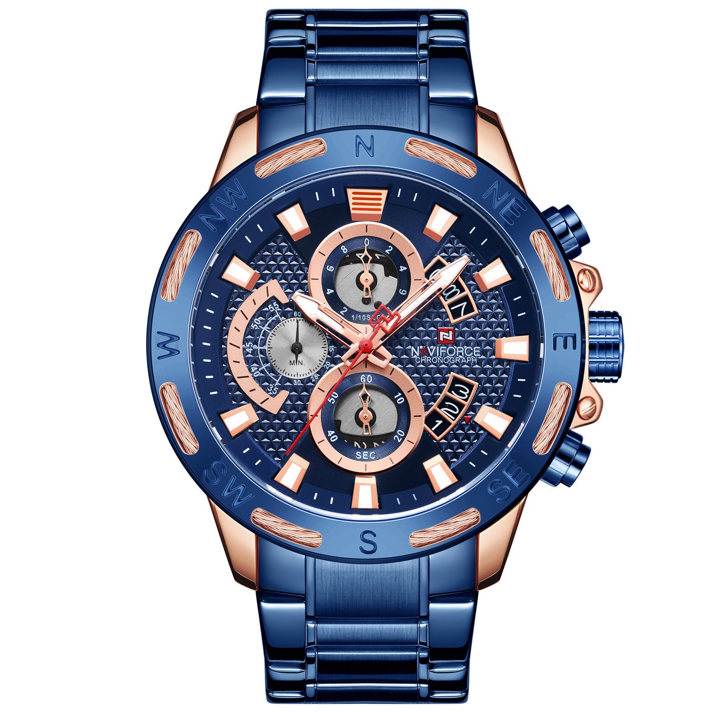 Blue and rose gold NAVIFORCE NF9165 watch for men