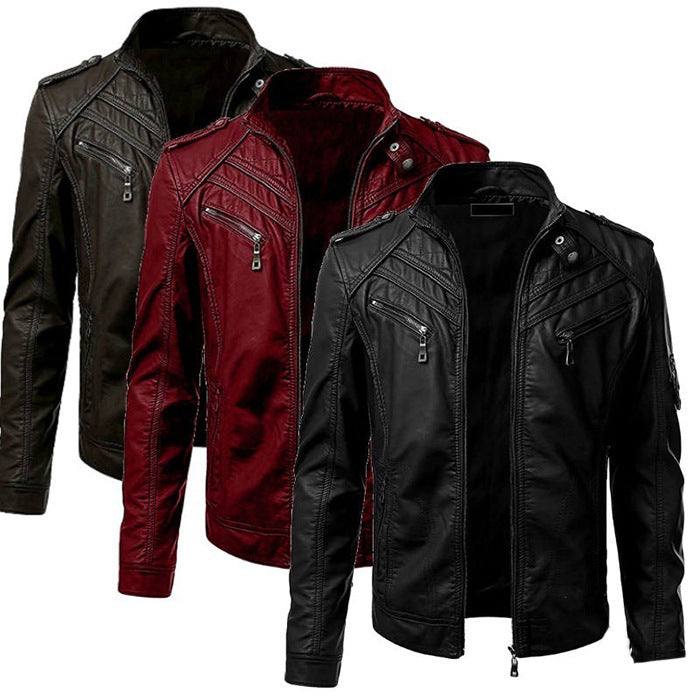 Men's Rock-Inspired PU Leather Jacket