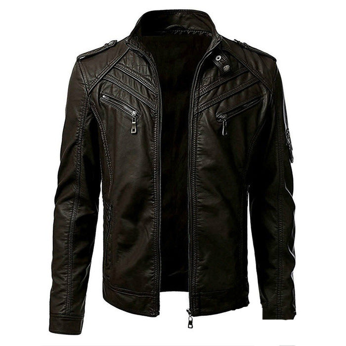 Men's Rock-Inspired PU Leather Jacket
