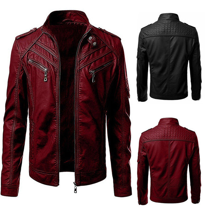 Men's Rock-Inspired PU Leather Jacket