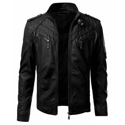 Men's Rock-Inspired PU Leather Jacket