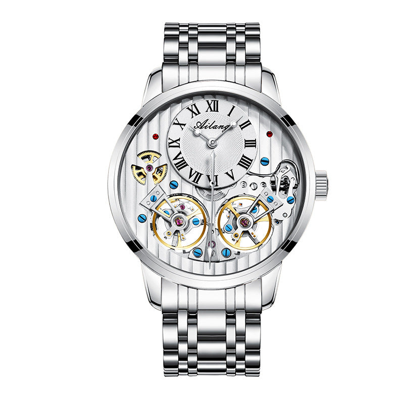 Silver Ailang Skeleton with mesh strap – polished and modern automatic watch