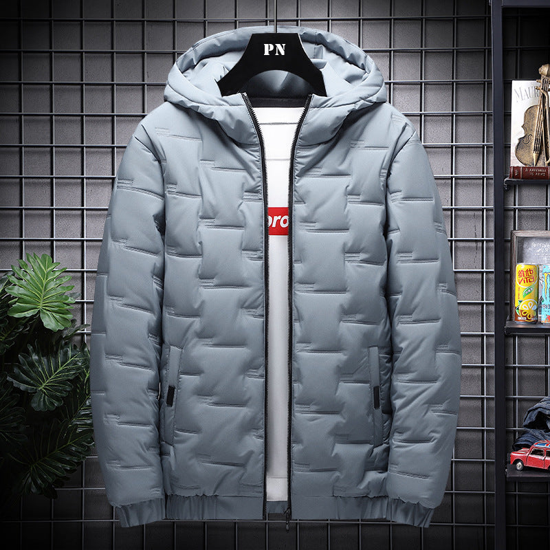 Men's Short Warm Hooded Cotton Jacket