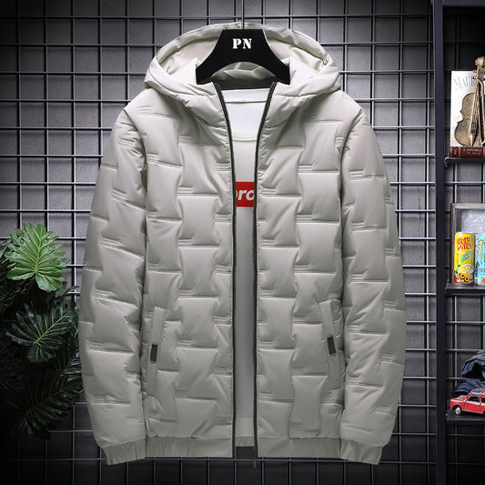 Men's Short Warm Hooded Cotton Jacket