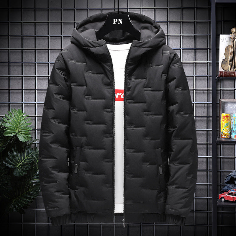 Men's Short Warm Hooded Cotton Jacket