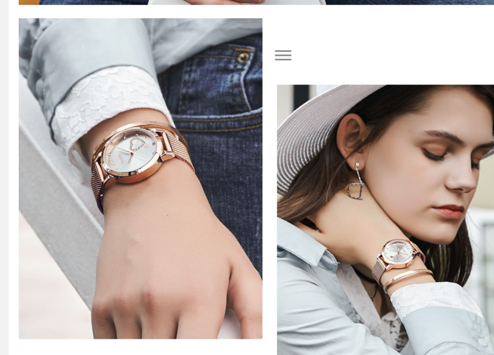 Model wearing Olevs Heart Charm Watch