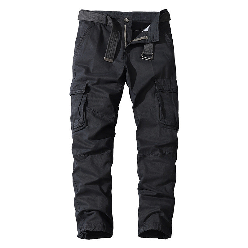Black cargo pants for men with multi-pocket design