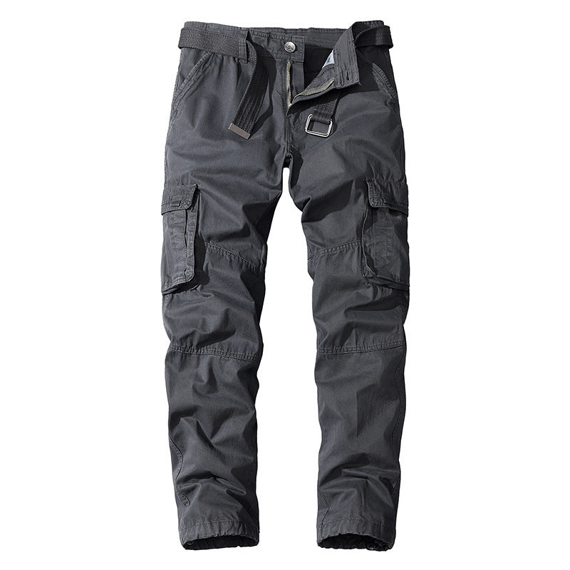 Cotton pants with multiple pockets in charcoal shade