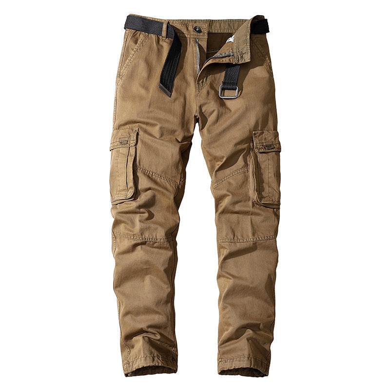 Cotton straight-leg khaki pants for everyday wear