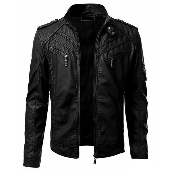 Men's Rock-Inspired PU Leather Jacket