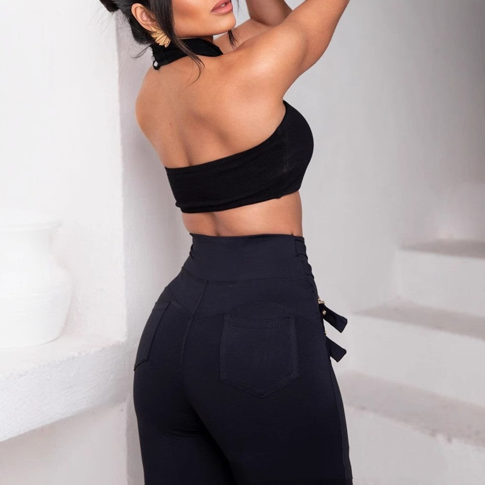 Sleek High-Waisted Leggings with Statement Belts – Power & Style Combined!