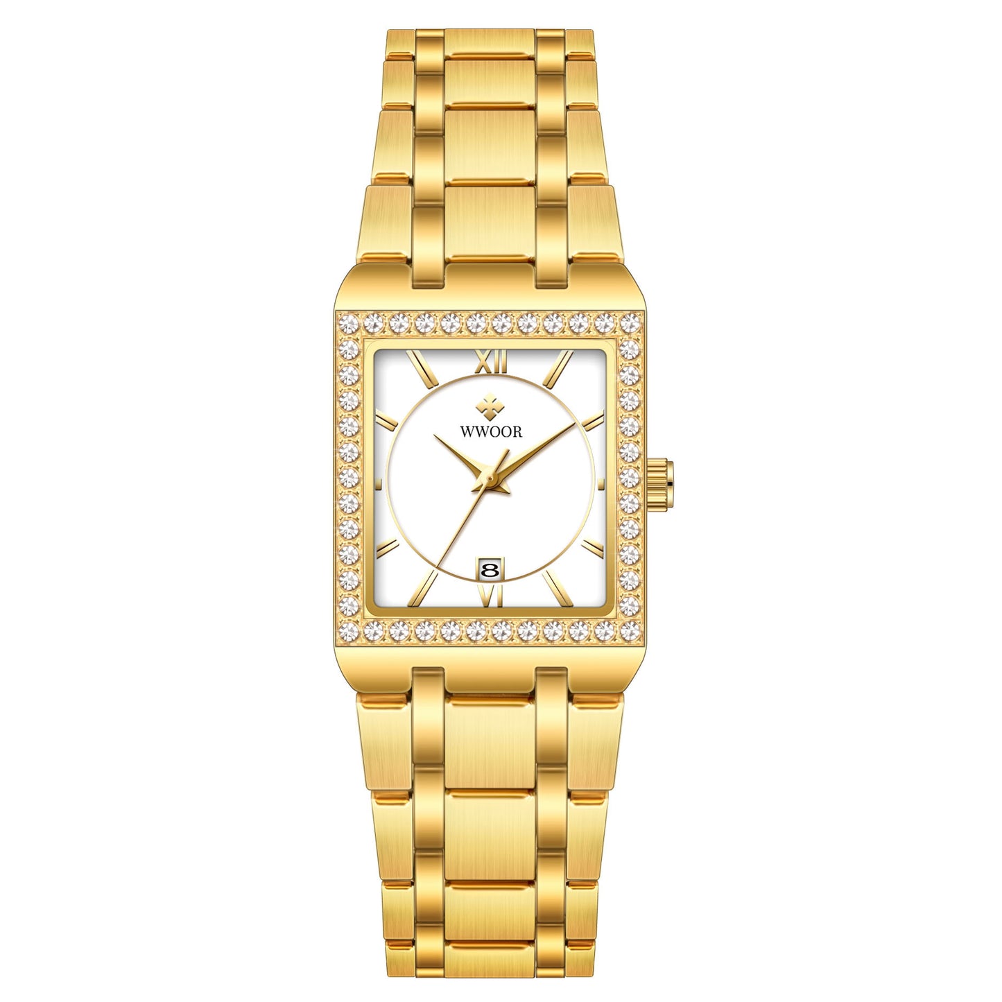 wwoor women's full gold color wristwatch with sparkling details