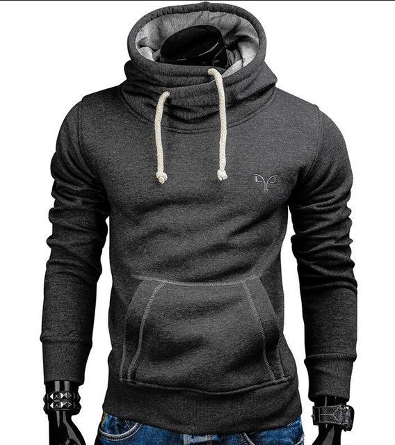 Dark grey string hoodie for men
