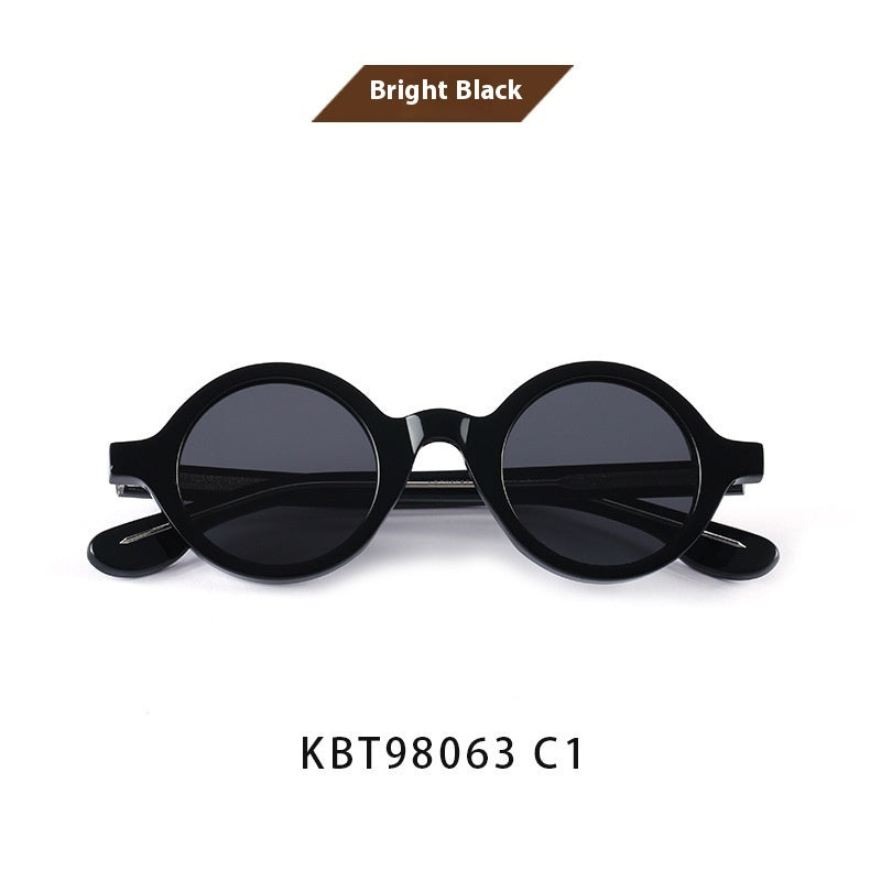 bright black colored round sunglasses