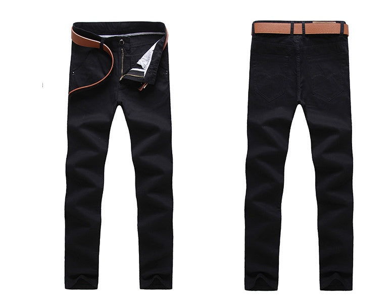 Black  casual cotton pants with zip closure