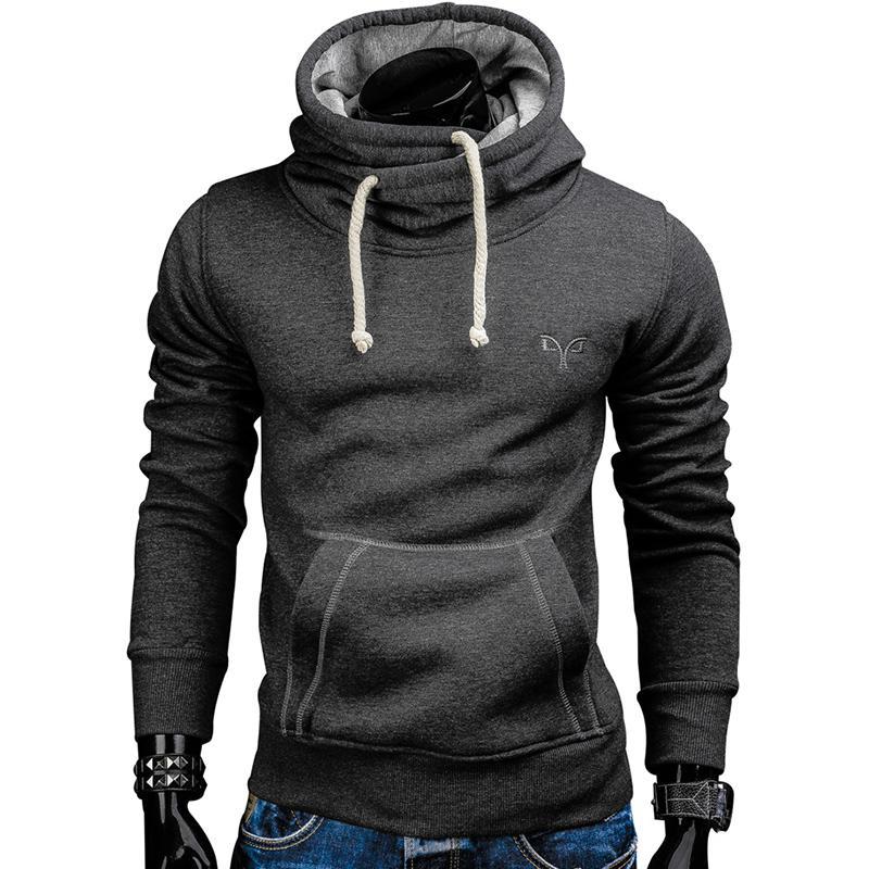Men's versatile and soft grey hoodie for autumn and spring 
