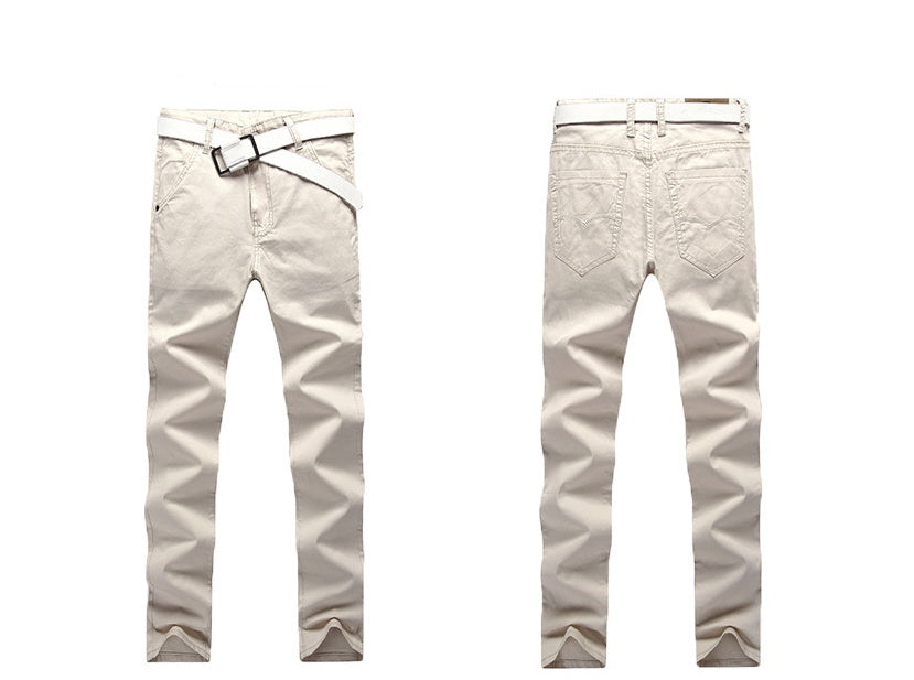 Beige men's cotton pants with straight cut