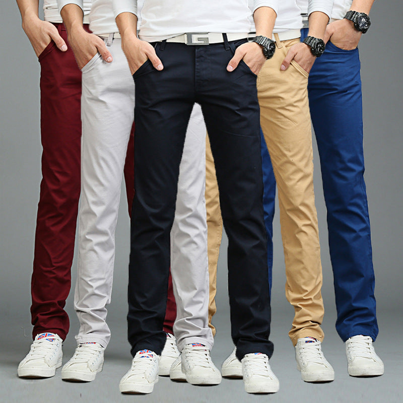 Straight leg cotton pants for men in assorted colors