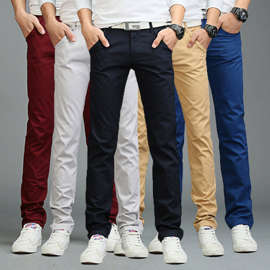 Straight leg cotton pants for men in assorted colors