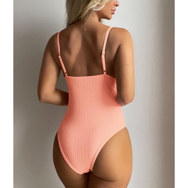 Soft Pink Ribbed One-Piece Swimsuit