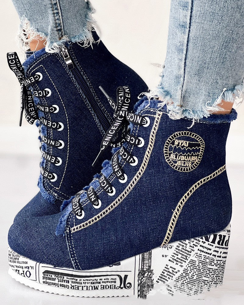 Blue rebellious street style sneakers