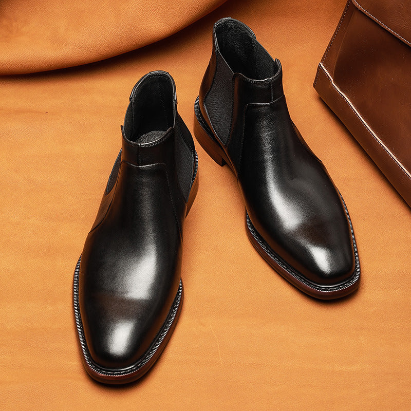 Men's black formal business leather shoes