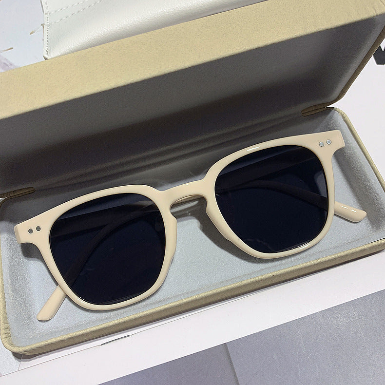 white frame grey lenses sunglasses
