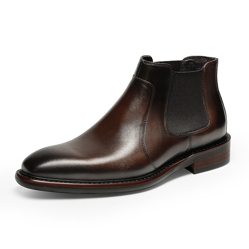 men's brown formal cowhide business shoes