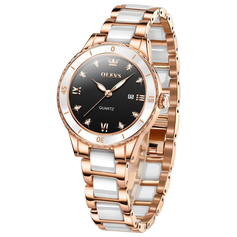 Rose gold ceramic watch with black dial – sophisticated contrast for bold elegance