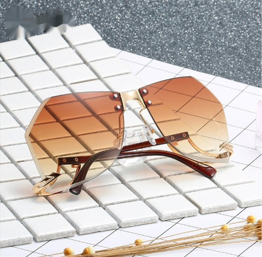 gold frame gradient tea sunglasses