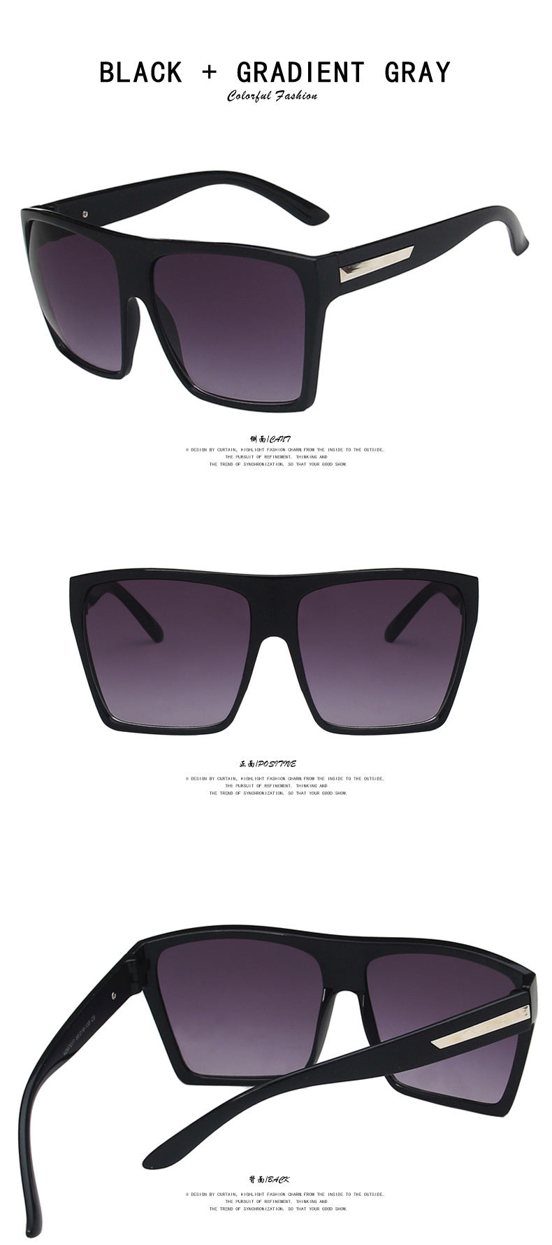 Black frame gradient gray sunglasses  for women