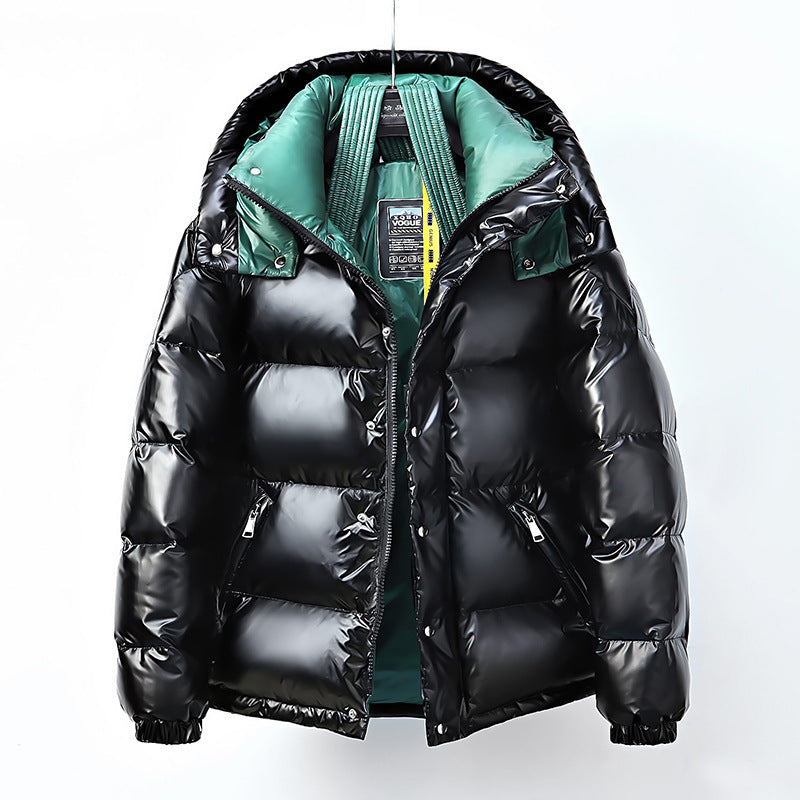 Glossy unisex winter jacket black-green – AylureEssentials