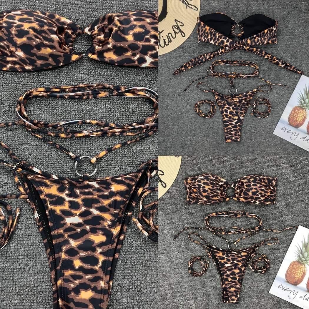 Leopard Print Bandeau Bikini