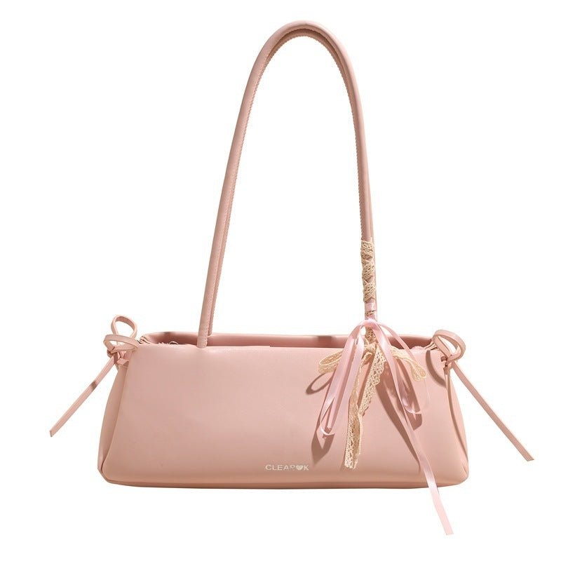 Sleek pink underarm bag made of PU leather