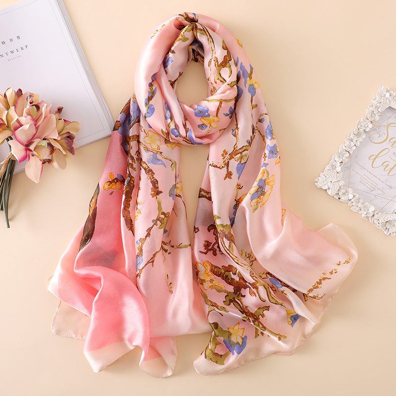 Women's pink luxury silk scarf