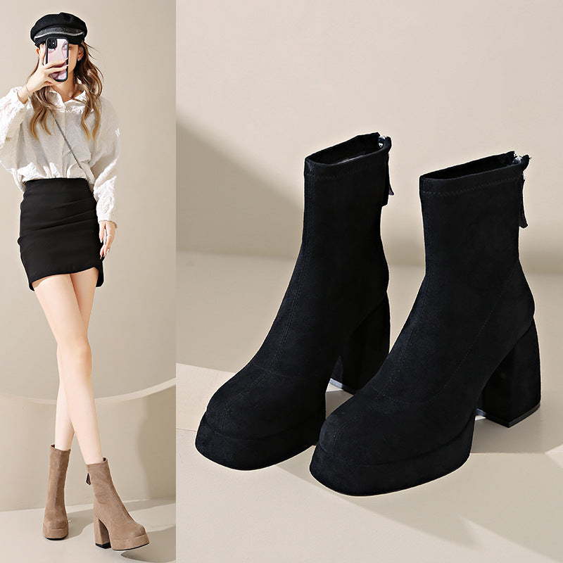 Women's Fashion Back Zipper Ankle Boots