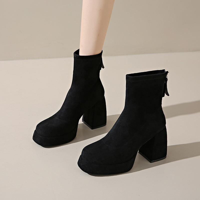 Women's Fashion Back Zipper Ankle Boots