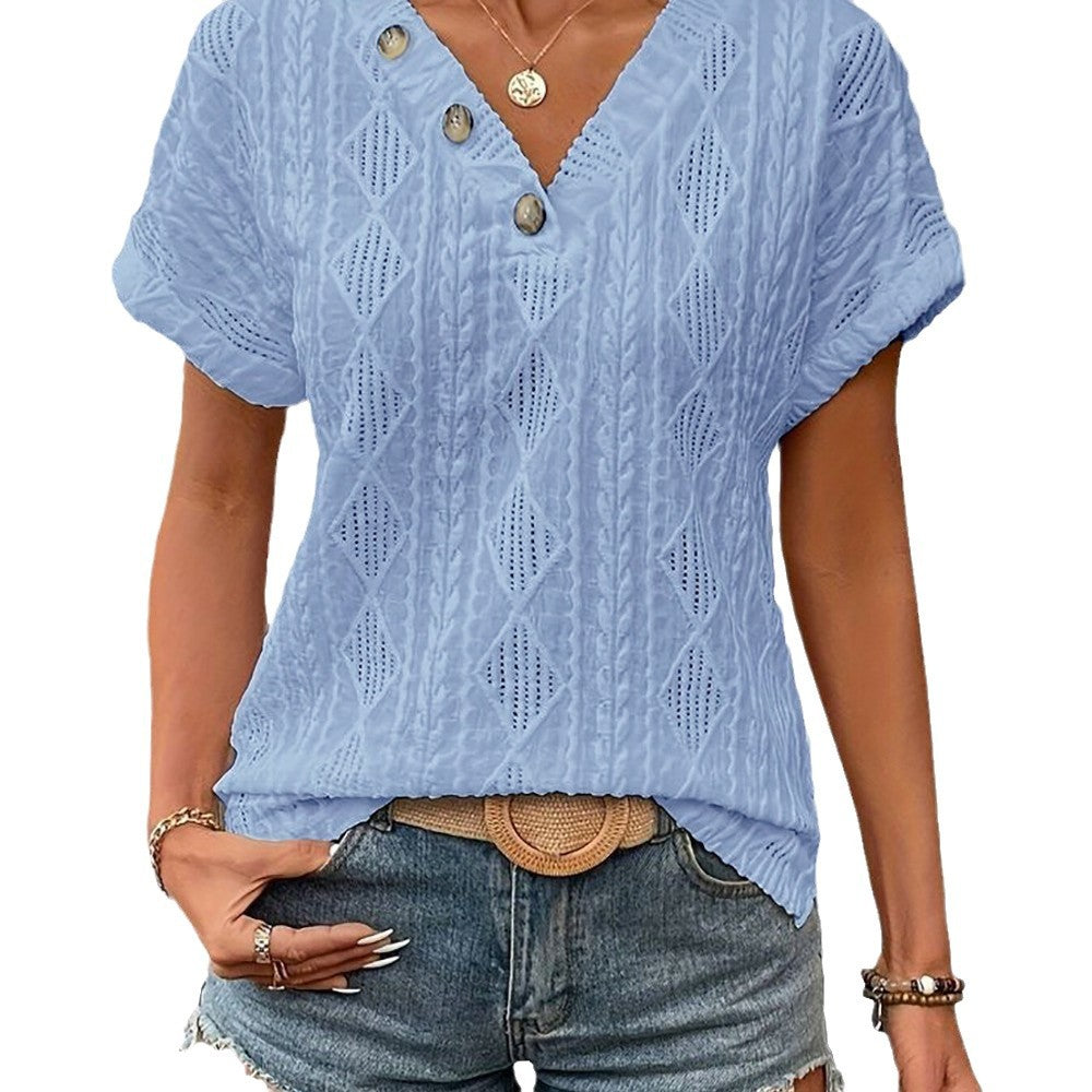 Jacquard Knit Button Top