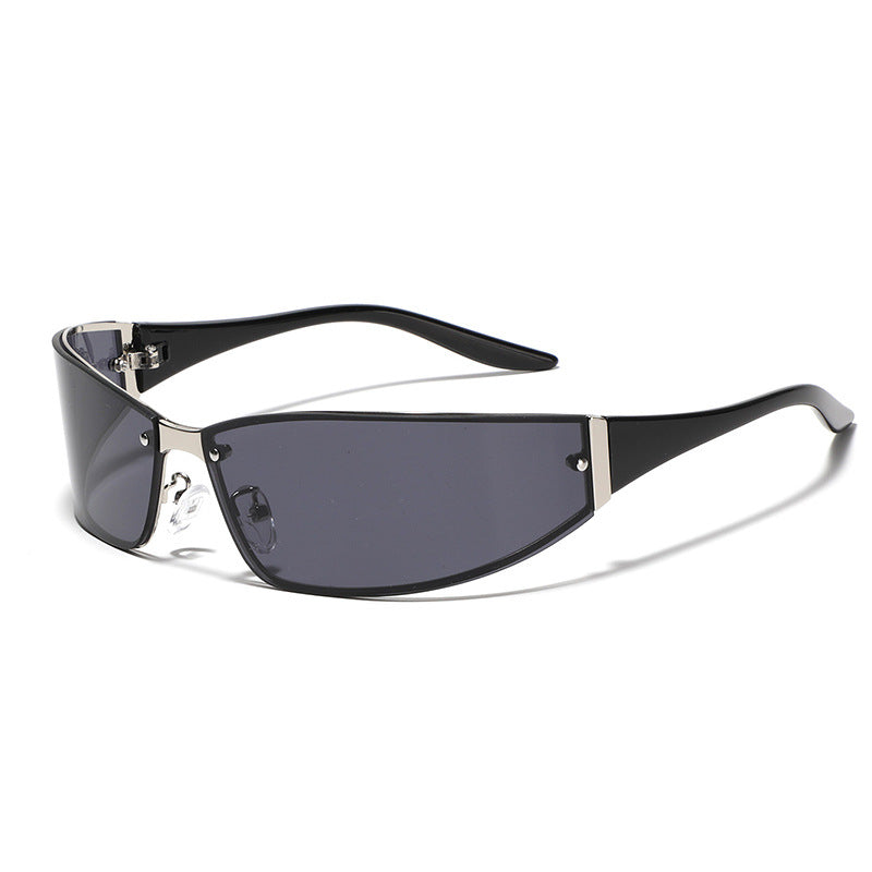 black & silver frames and black lenses sunglasses